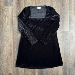 Tuckernuck Black Velvet Middleton Mini Shift Dress, Size XS
